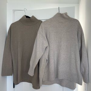 Like New H&M Women's Cowl Neck Sweater - Taupe and Light Beige